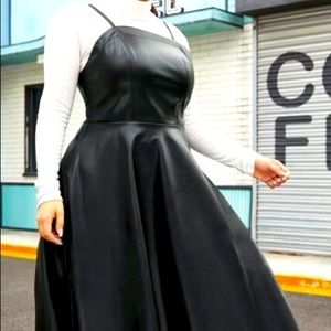 Cute Leather (faux) spaghetti strap maxi dress. 2X